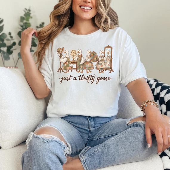 Just a Thrifty Goose PNG, Grandma Goose Png, Funny Silly Thrifting Shirt, Coquette Saving Money Second Hand Shopping ( DIGITAL DOWNLOAD )