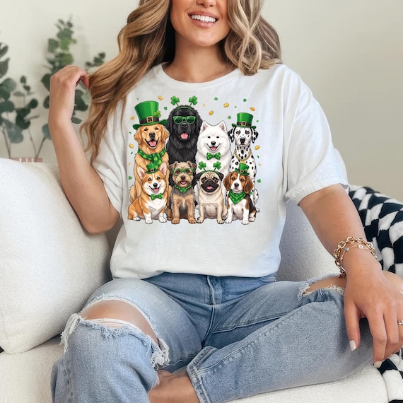 St Patrick's Day PNG, St Patty's Dogs png, Irish Dog png, Shamrock Hat Dog Sublimation, Lucky Green Bow Tie Dogs Design, Dog Lover