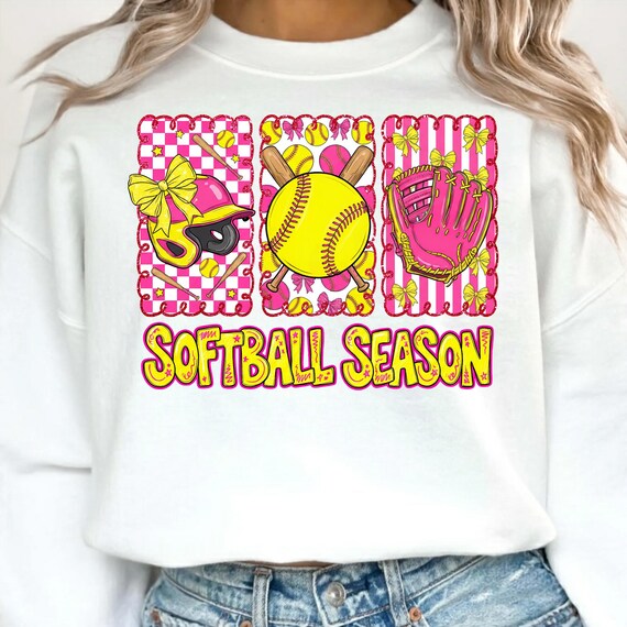Coquette Softball Season PNG, Pink Bows Sublimation Design, Girly Sports Digital Download, Cute Game Day Graphic, Softball Mom Art
