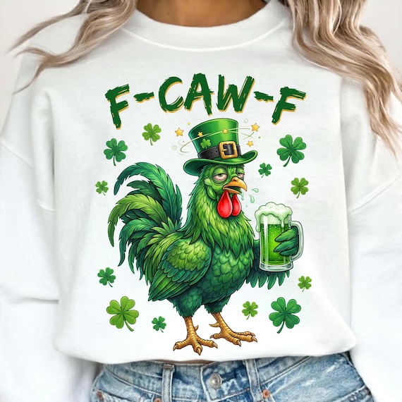 Funny St Patricks Day Rooster PNG, Drunk Chicken Sublimation Design, Irish Drinking Green Beer, Rude Humor, Digital Download