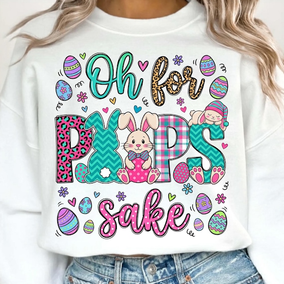Oh For Peeps Sake PNG, Funny Easter Bunny Sublimation Design, Leopard Print Digital Download, Cute Spring Rabbit Graphic, Holiday DTF
