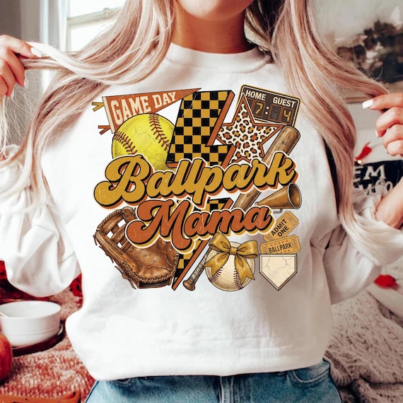Retro Ballpark Mama PNG, Baseball Mom Sublimation Design, Softball Mother Digital Download, Vintage Sports Graphic, Checkered Lightning Bolt
