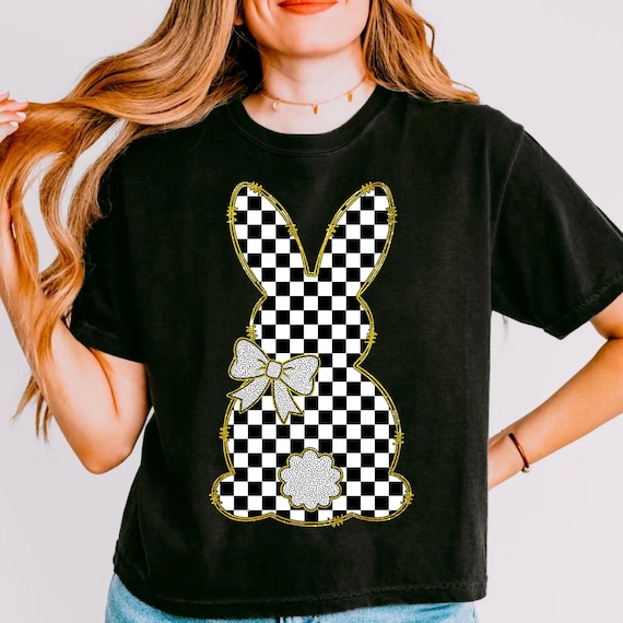 Checkered Easter Bunny PNG | Easter Bunny PNG | Trendy Retro Spring Bunny Design | Boutique Easter Shirt Graphic | Digital Download